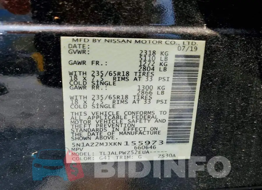 5N1AZ2MJXKN155973 Photo# 13