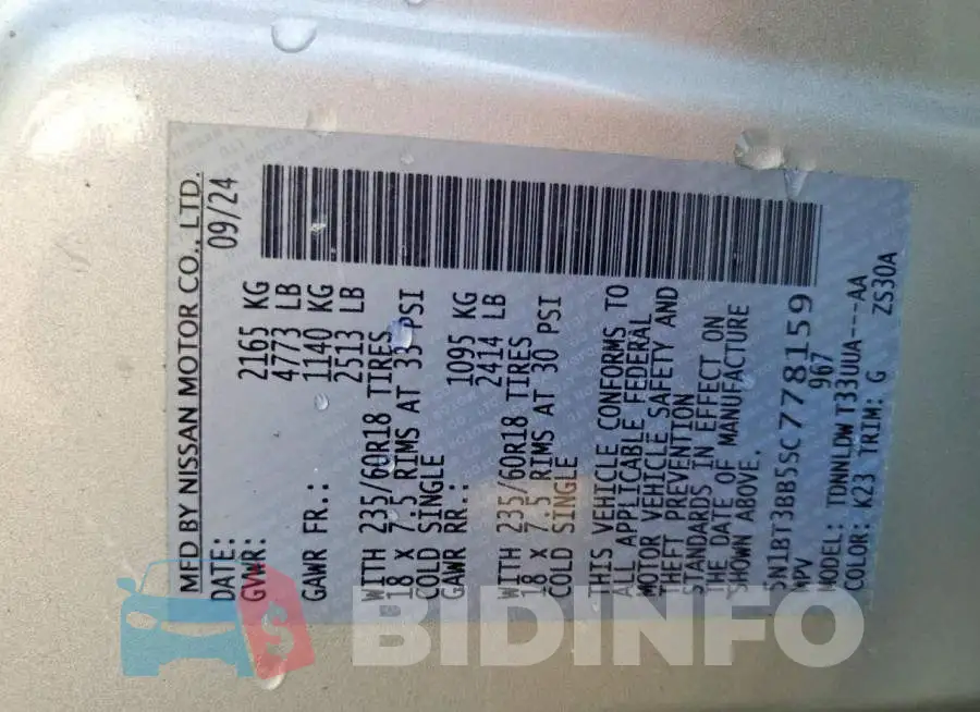5N1BT3BB5SC778159 Photo# 13