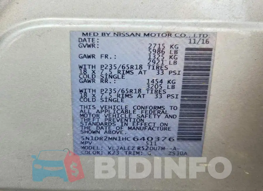 5N1DR2MN1HC640376 Photo# 13