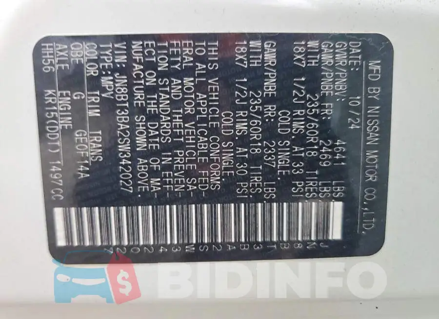 JN8BT3BA2SW342027 Photo# 12