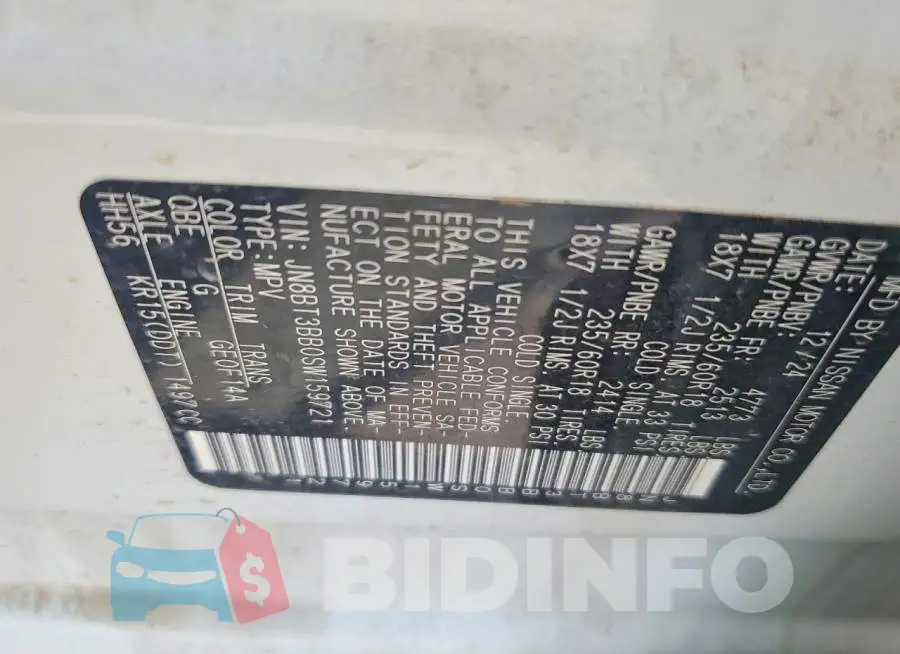 JN8BT3BB0SW159721 Photo# 13