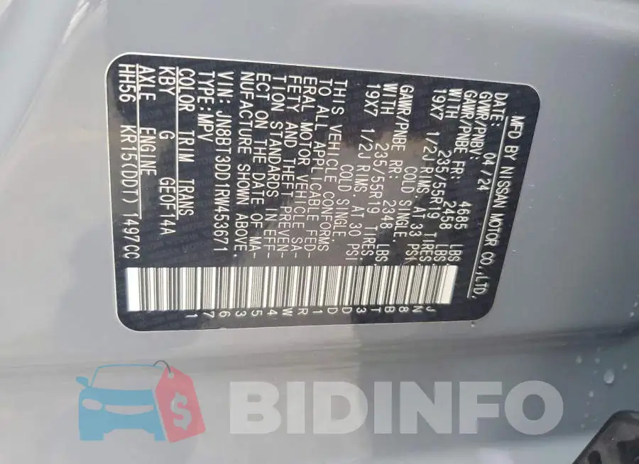 JN8BT3DD1RW453671 Photo# 13