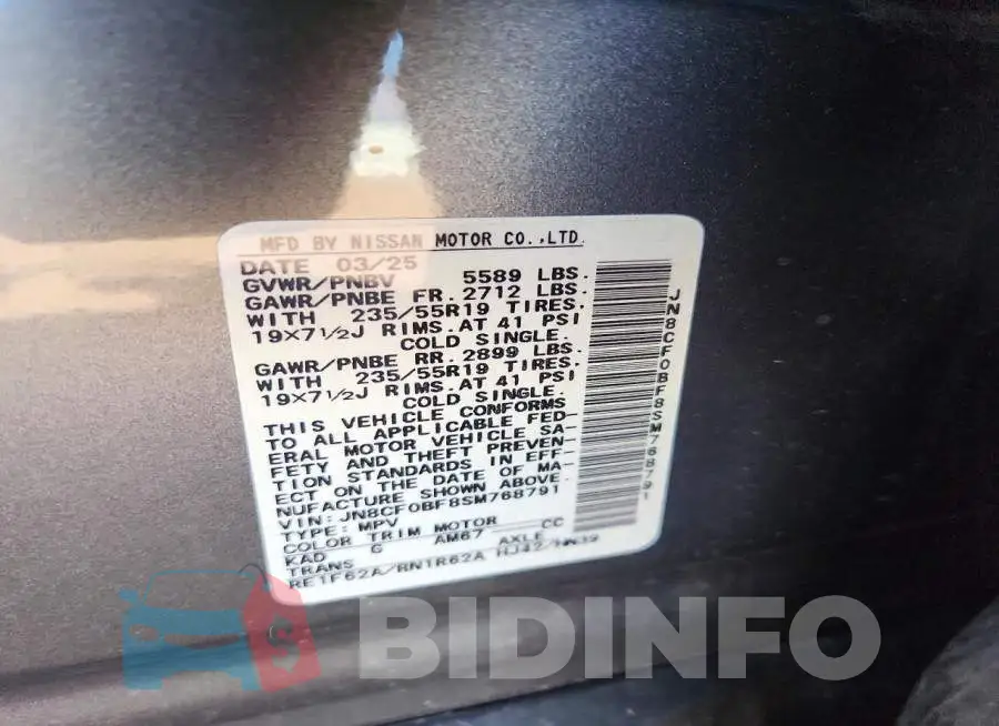 JN8CF0BF8SM768791 Photo# 13