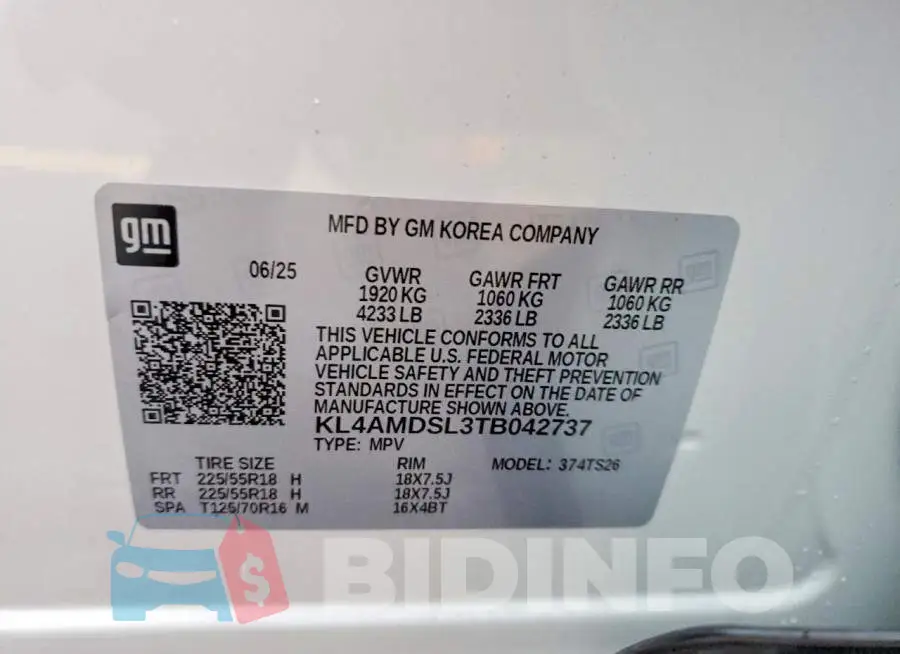 KL4AMDSL3TB042737 Photo# 13
