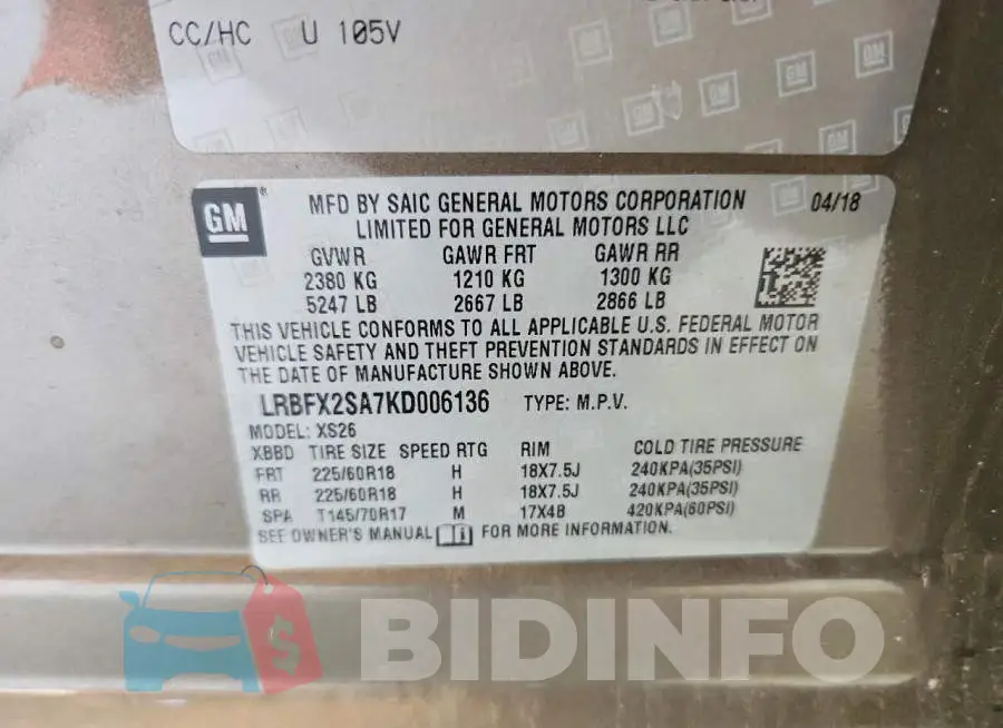 LRBFX2SA7KD006136 Photo# 13