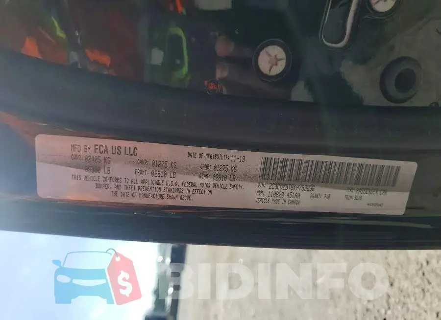 2C3CDZBT8KH759236 Photo# 12