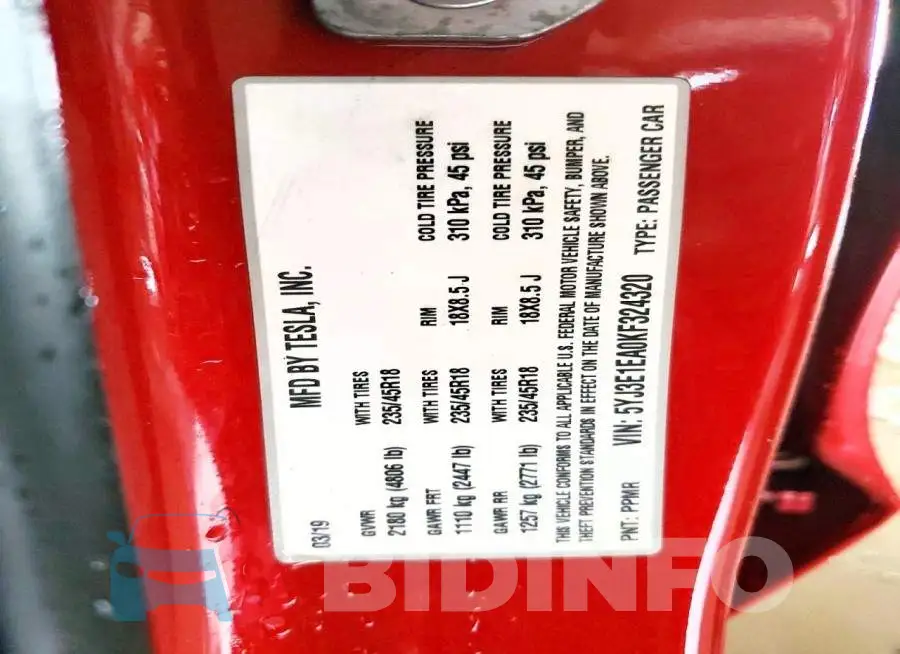5YJ3E1EA0KF324320 Photo# 12