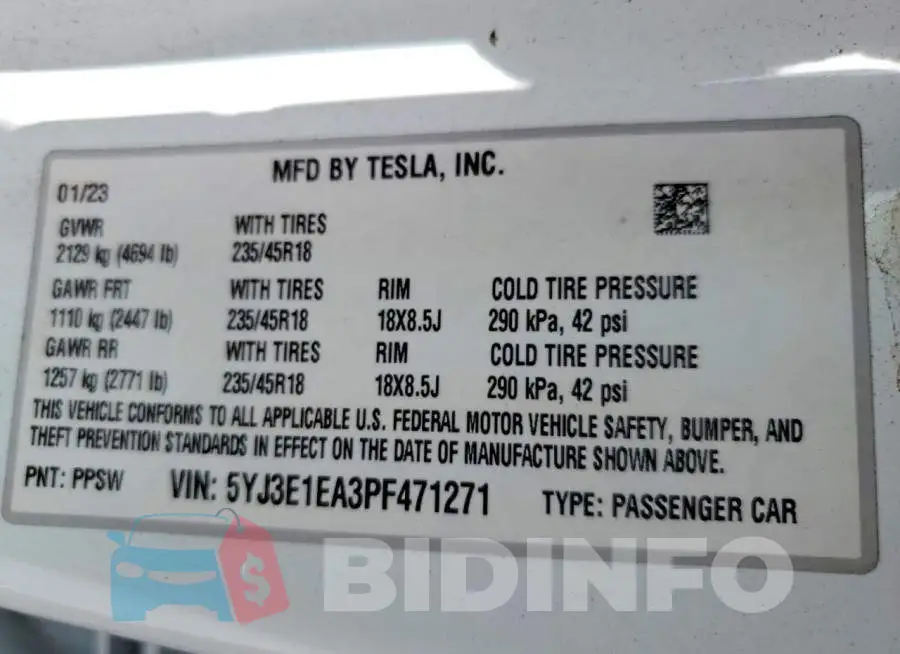 5YJ3E1EA3PF471271 Photo# 12