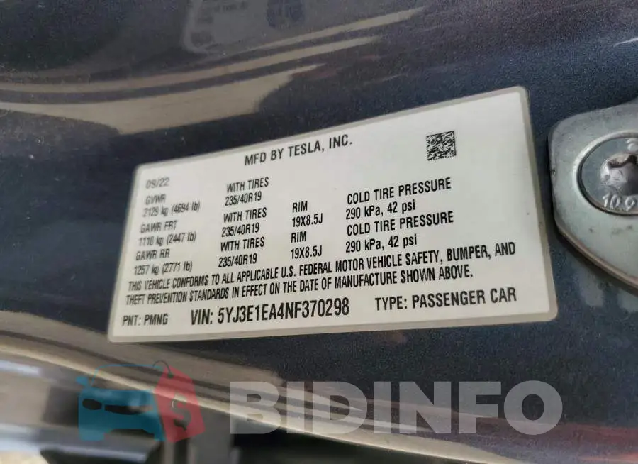 5YJ3E1EA4NF370298 Photo# 12