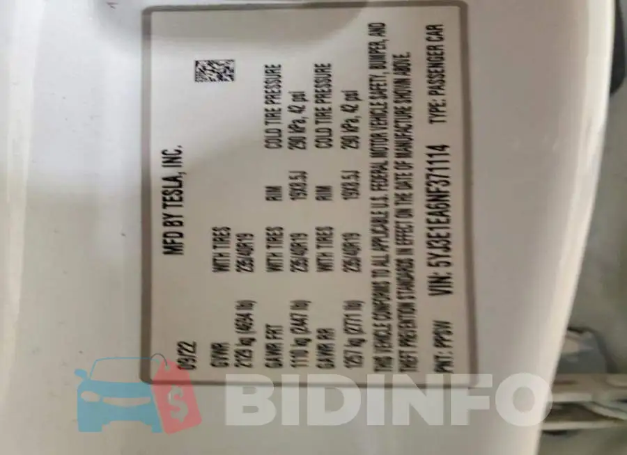 5YJ3E1EA6NF371114 Photo# 12