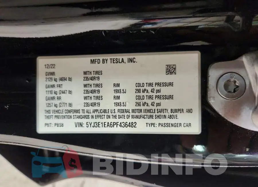 5YJ3E1EA6PF436482 Photo# 12