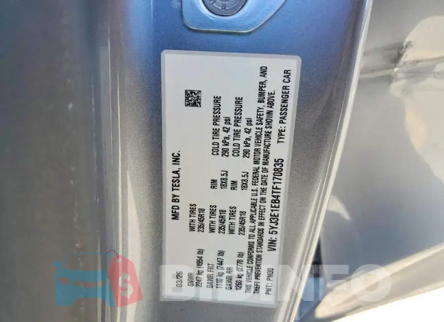 5YJ3E1EB4TF170835 Photo# 12
