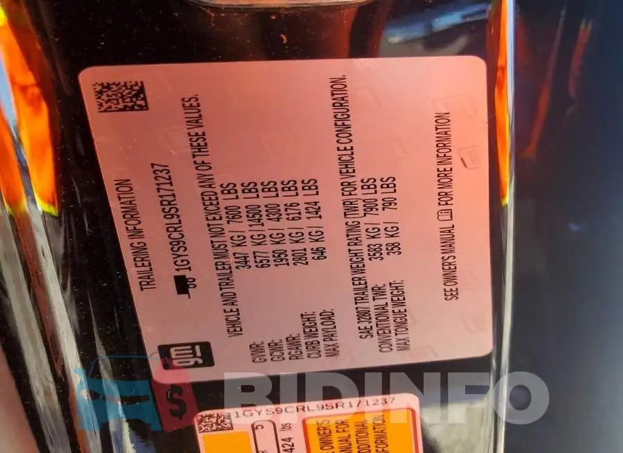 1GYS9CRL9SR171237 Photo# 12