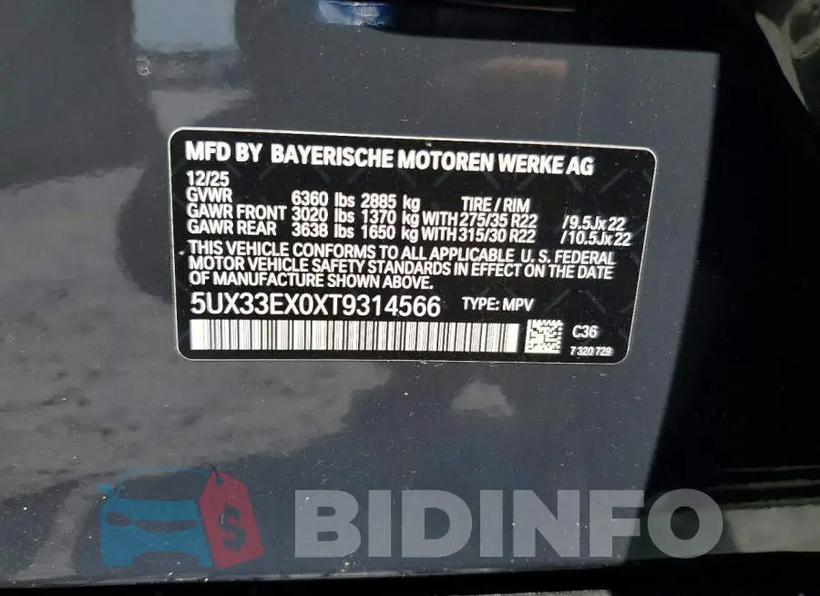 5UX33EX0XT9314566 Photo# 14