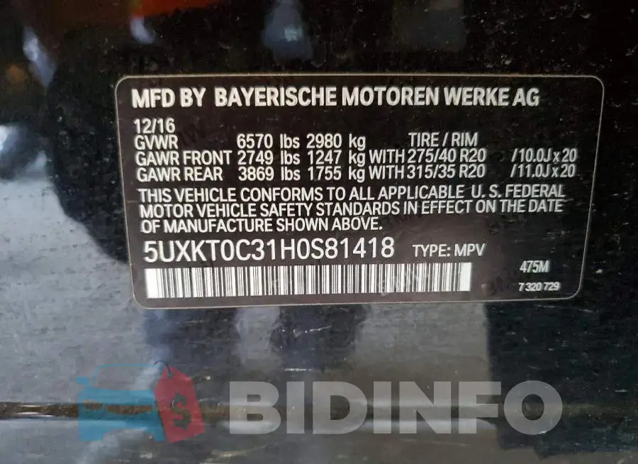 5UXKT0C31H0S81418 Photo# 13
