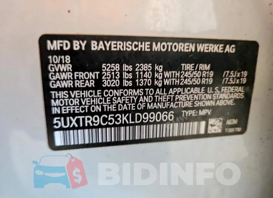 5UXTR9C53KLD99066 Photo# 13