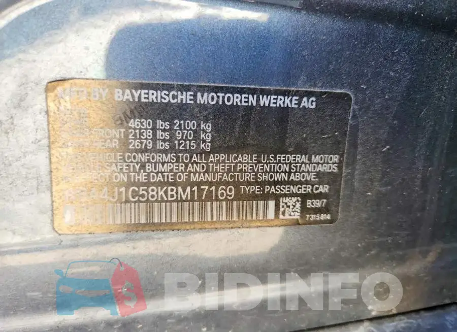 WBA4J1C58KBM17169 Photo# 12