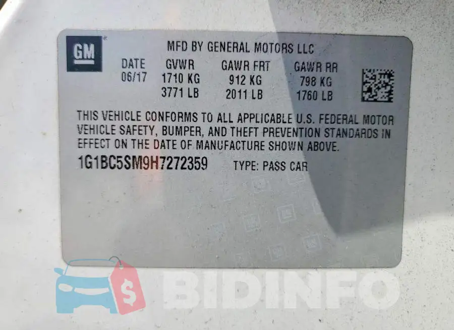 1G1BC5SM9H7272359 Photo# 12