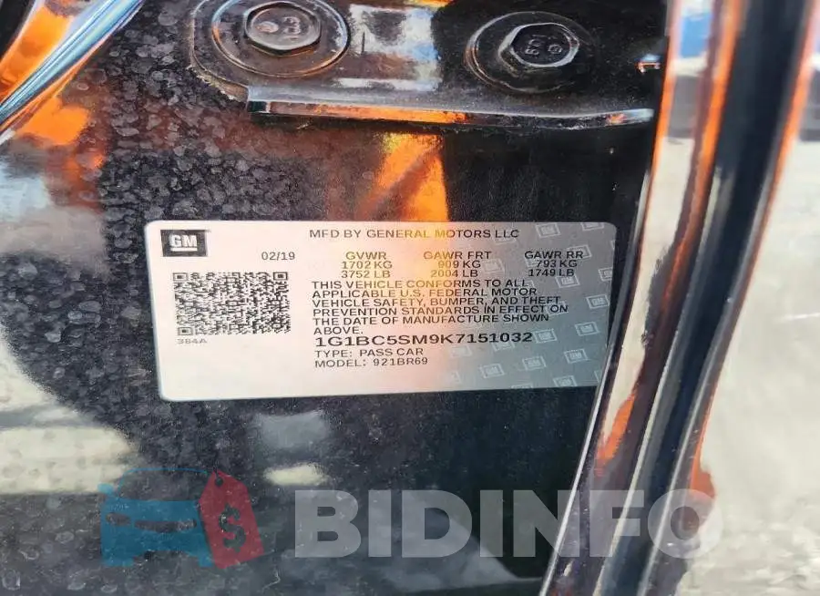 1G1BC5SM9K7151032 Photo# 12