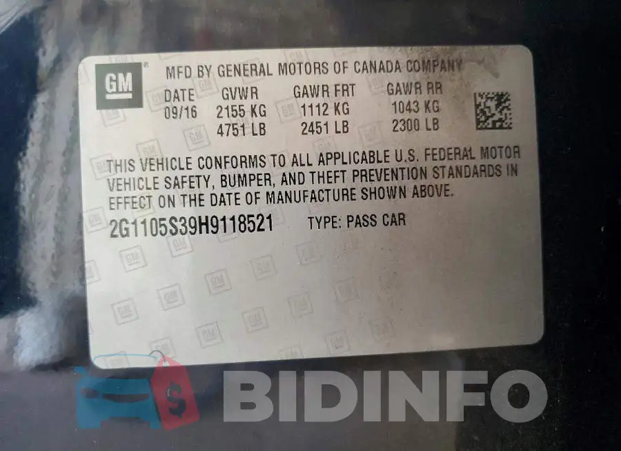 2G1105S39H9118521 Photo# 13