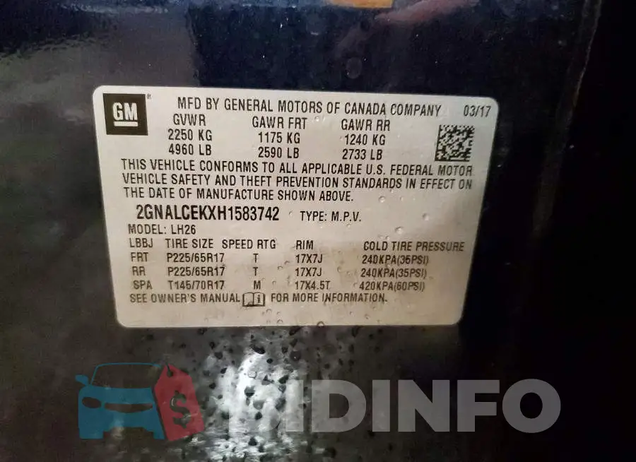 2GNALCEKXH1583742 Photo# 13
