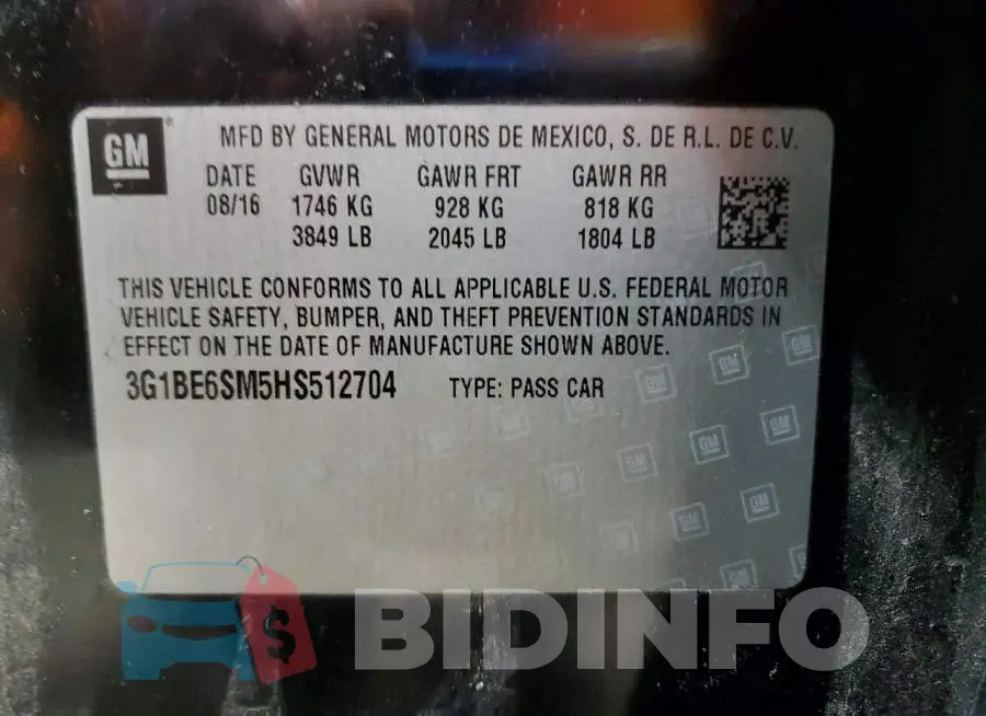 3G1BE6SM5HS512704 Photo# 12