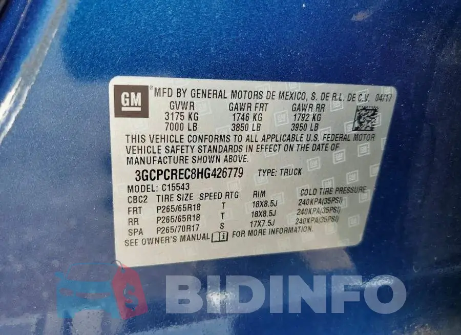 3GCPCREC8HG426779 Photo# 12