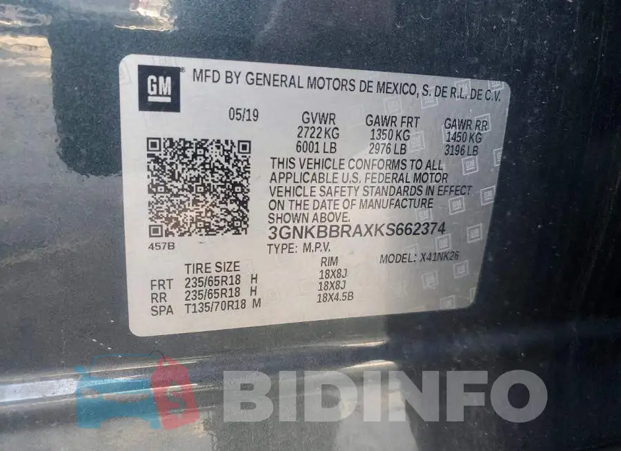 3GNKBBRAXKS662374 Photo# 13