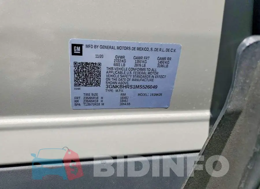 3GNKBHRS1MS526049 Photo# 13