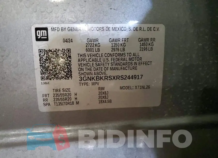 3GNKBKRSXRS244917 Photo# 13
