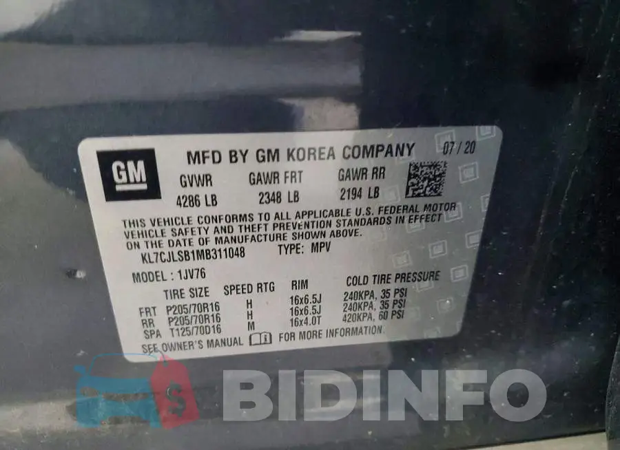 KL7CJLSB1MB311048 Photo# 12