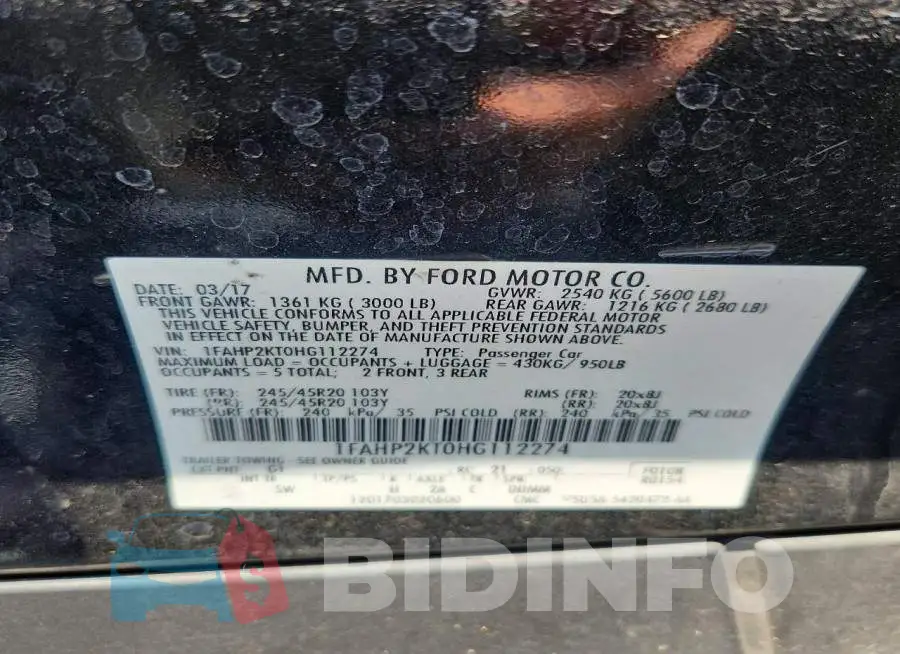 1FAHP2KT0HG112274 Photo# 12