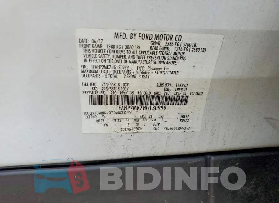 1FAHP2MK7HG130999 Photo# 12