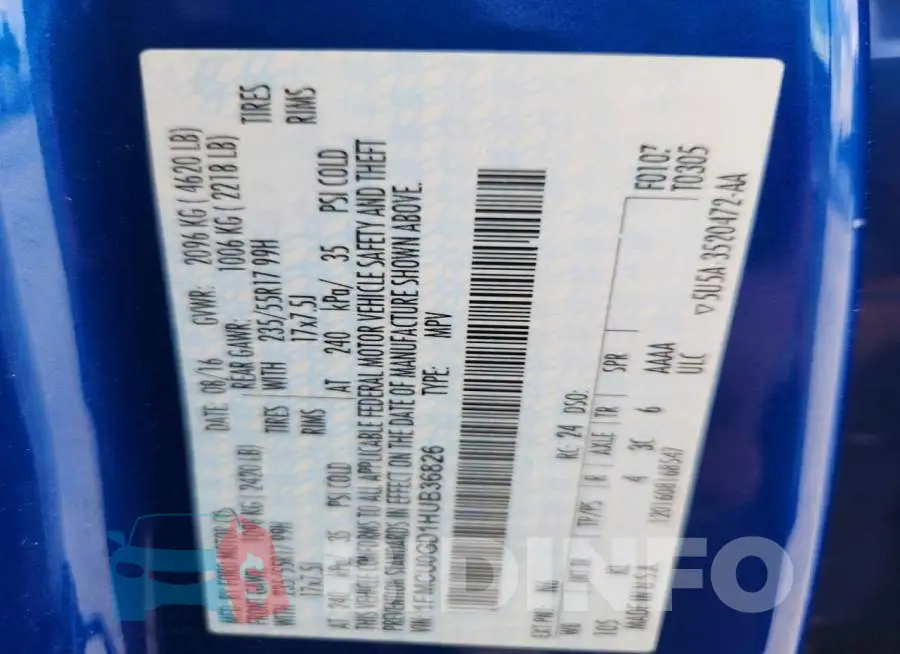 1FMCU0GD1HUB36826 Photo# 13