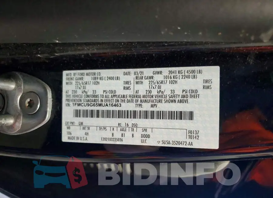 1FMCU9G65MUA16463 Photo# 13