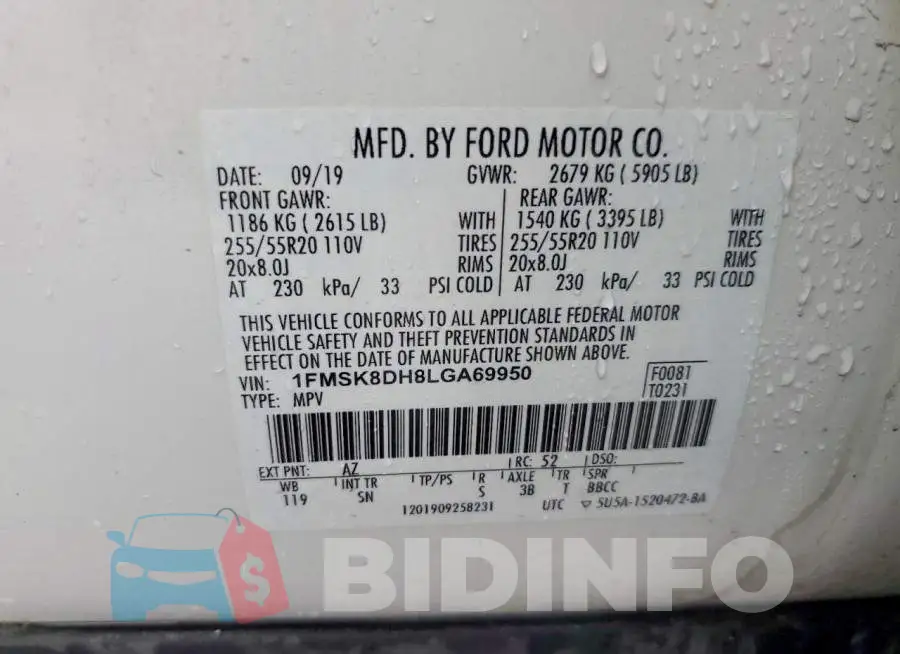 1FMSK8DH8LGA69950 Photo# 13