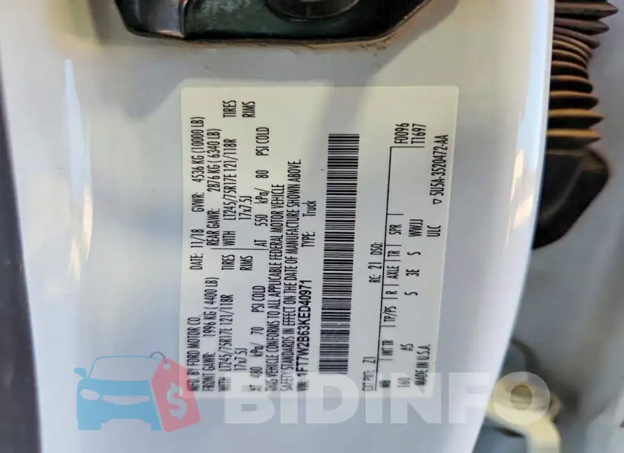 1FT7W2B63KED40971 Photo# 12