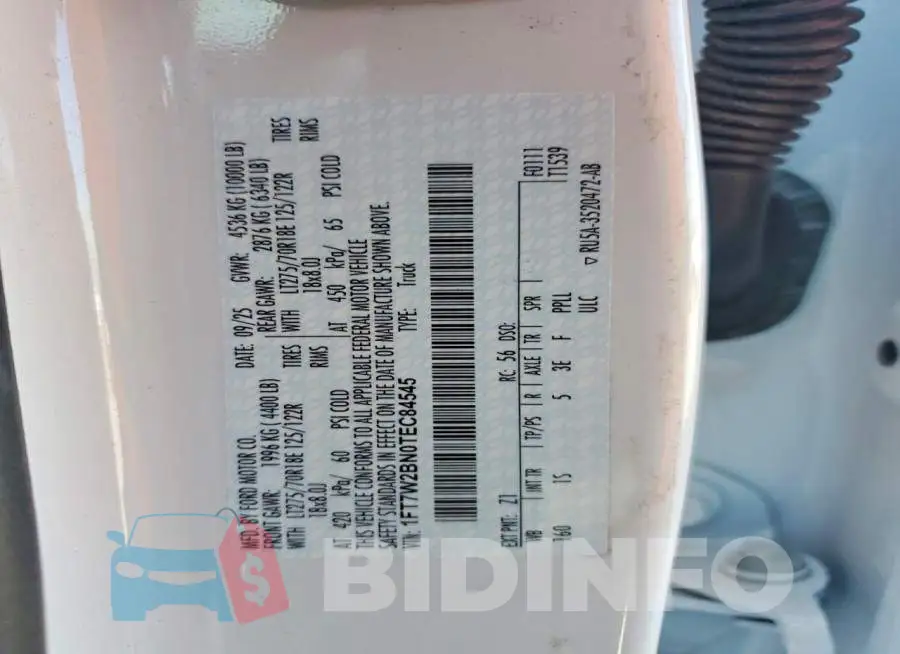 1FT7W2BN0TEC84545 Photo# 12