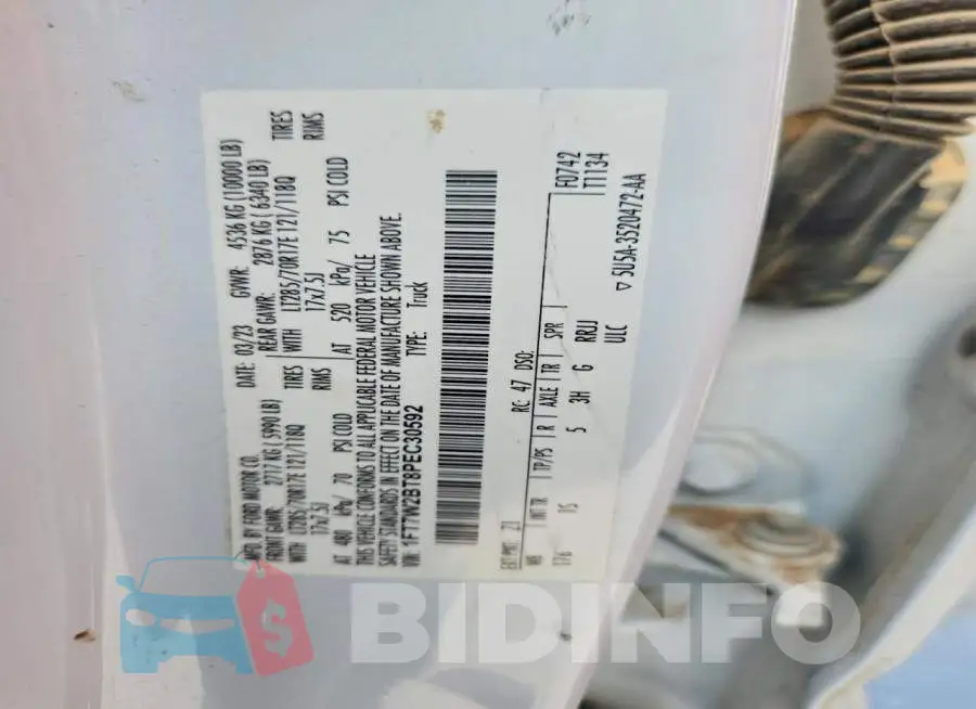 1FT7W2BT8PEC30592 Photo# 12