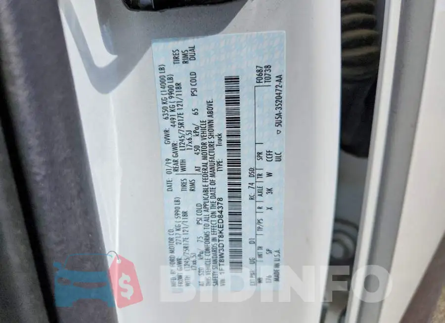 1FT8W3DT8KED84378 Photo# 12