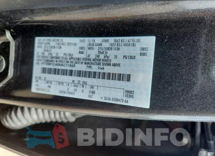 1FTEW1C45KKC11825 Photo# 12