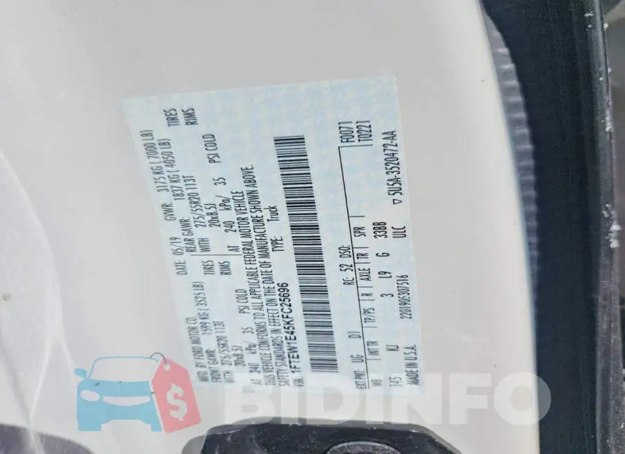 1FTEW1E45KFC25696 Photo# 12
