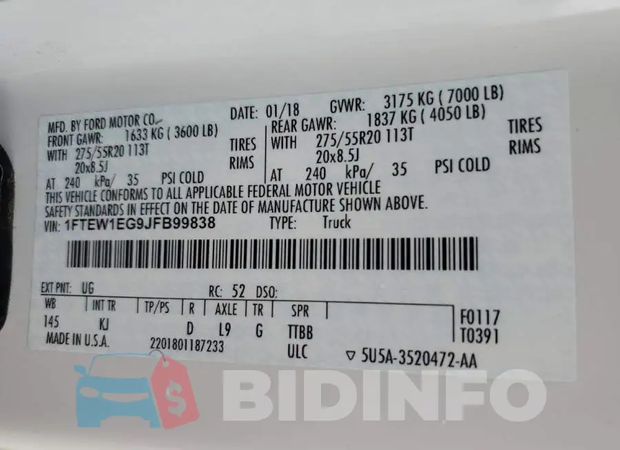 1FTEW1EG9JFB99838 Photo# 13