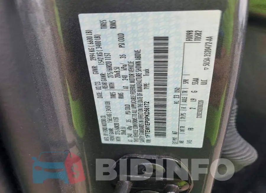1FTEW1EP0PKD56172 Photo# 12
