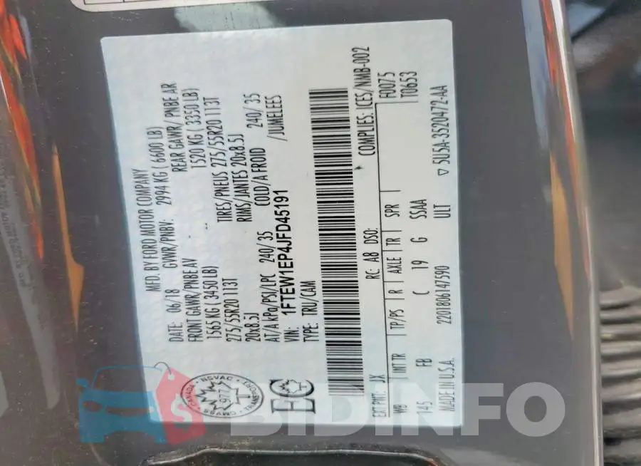 1FTEW1EP4JFD45191 Photo# 13