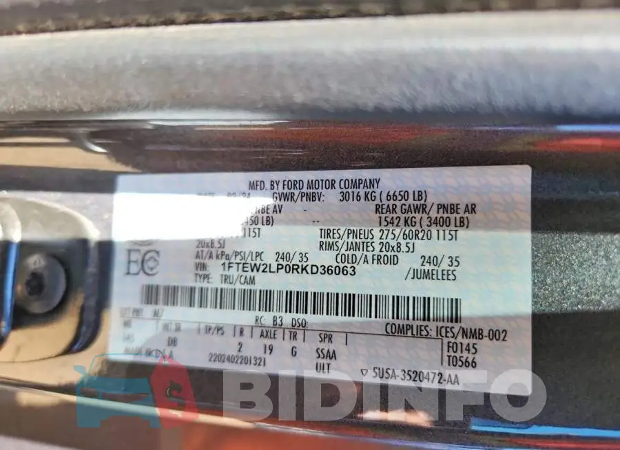 1FTEW2LP0RKD36063 Photo# 13