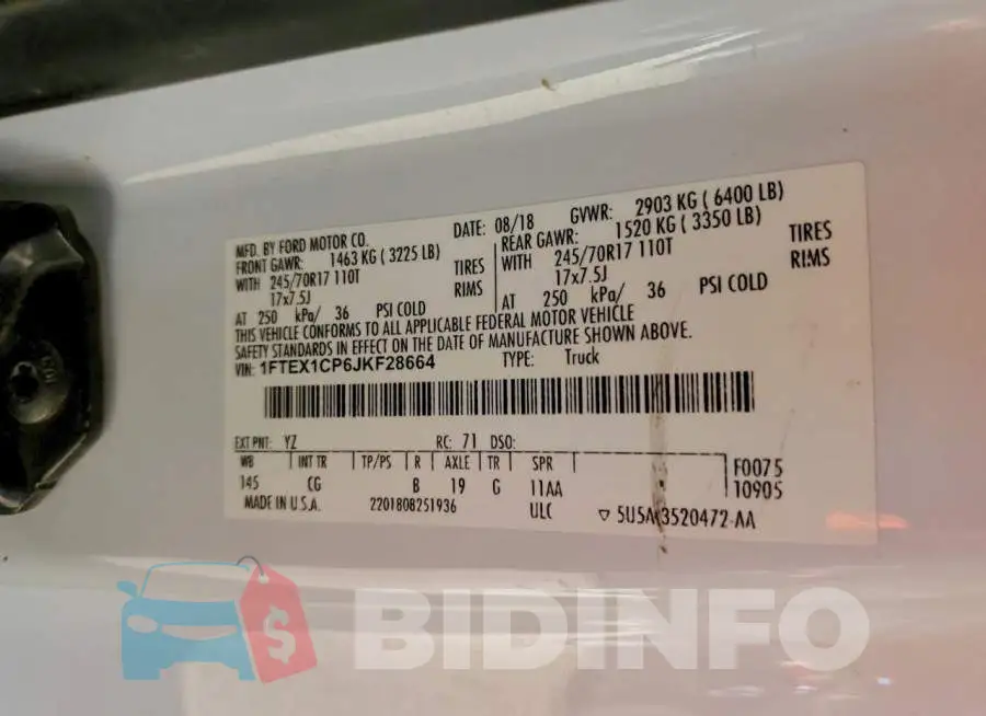 1FTEX1CP6JKF28664 Photo# 12
