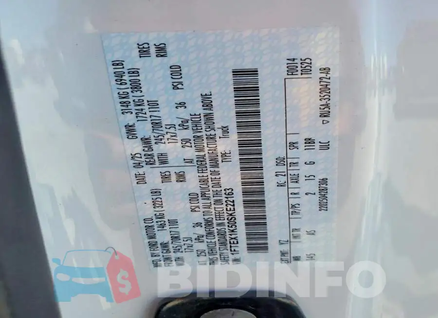 1FTEX1K50SKE22163 Photo# 12