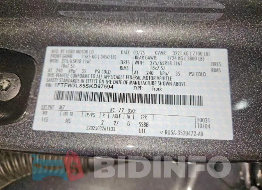 1FTFW3L85SKD97594 Photo# 13