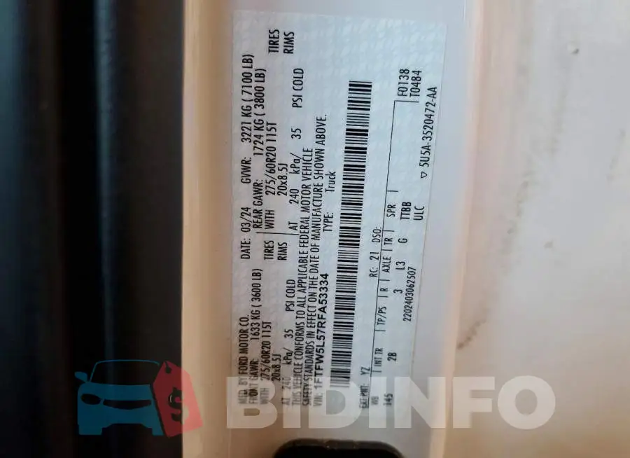 1FTFW5L57RFA53334 Photo# 12